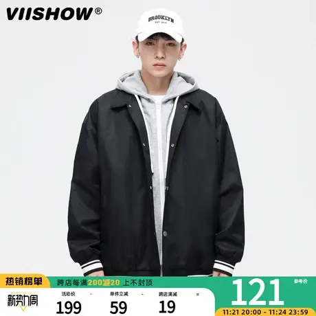 VIISHOW外套男春秋潮流ins百搭宽松休闲连帽假两件夹克2023新款商品大图