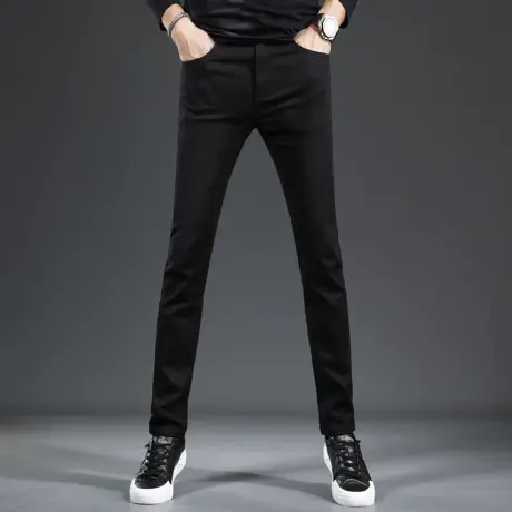 黑色牛仔裤男士春秋款2023新款修身小脚裤韩版弹力百搭裤子男秋季商品大图