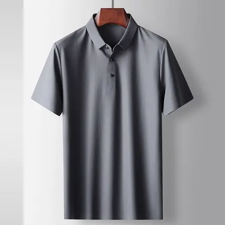 夏季男士POLO衫高级感纯色翻领短袖t恤潮牌宽松百搭简约复古体恤商品大图