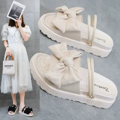 蝴蝶结凉鞋女款夏季小香风防滑孕妇鞋2023新款两穿凉拖鞋女仙女风商品大图