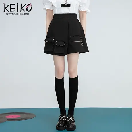 酷感工装风黑色短裤女薄款2023夏季新款宽松显瘦休闲阔腿裤ins潮商品大图