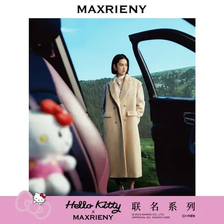 【MAXRIENY x Hello Kitty联名系列】长款羊毛直筒外套图片