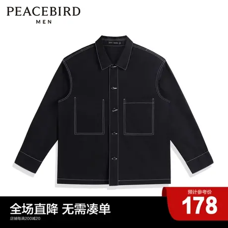 太平鸟男装 2022黑色工装休闲衬衫B1CHC1416商品大图