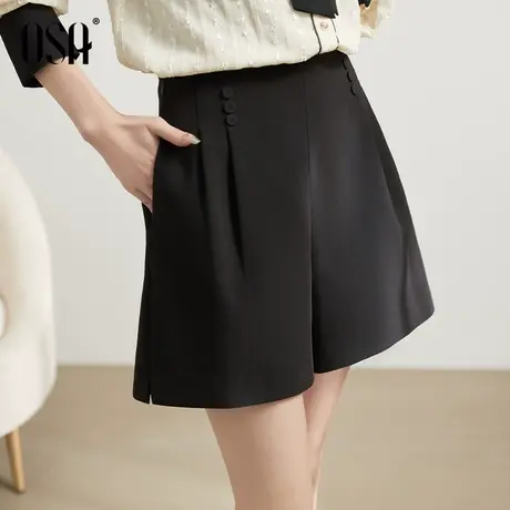 OSA欧莎高腰黑色a字休闲西装短裤女士夏季2023年新款百搭阔腿裤子图片