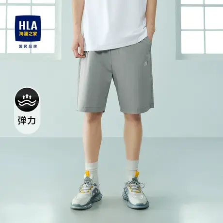HLA/海澜之家抽绳松紧腰休闲中裤时尚舒适弹力运动五分短裤男图片