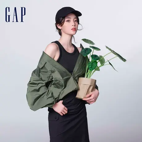 【欧阳娜娜同款】Gap男女装春2024新款帅气飞行员夹克外套876979图片