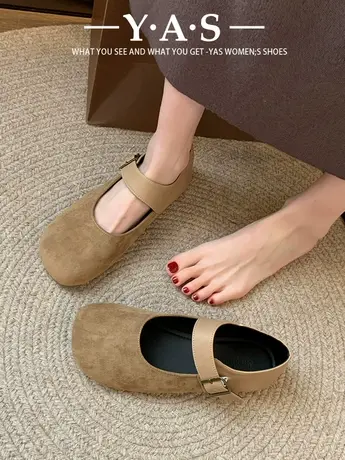 丑萌复古风玛丽珍鞋女2024春季新款一脚蹬厚底爆款勃肯鞋大头皮鞋商品大图