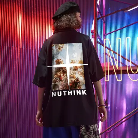 Nuthink欧美高街大码翻领Polo衫男潮牌ins美潮小众情侣装半袖夏季商品大图