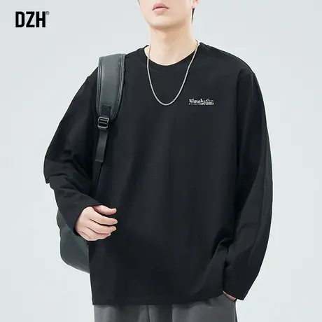 男士潮牌长袖t恤男纯棉春秋款2024年新款黑色打底衫美式印花上衣商品大图