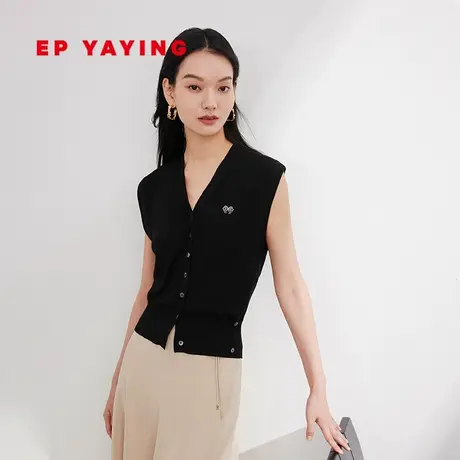 EP YAYING雅莹女装 丝羊绒V领针织马甲开衫 2024春装新款9003A图片