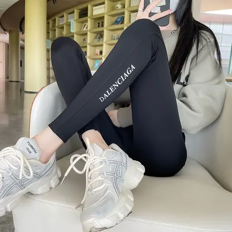 黑色外穿鲨鱼皮打底裤女2023春秋新款高腰收腹提臀芭比防晒沙鱼裤图片