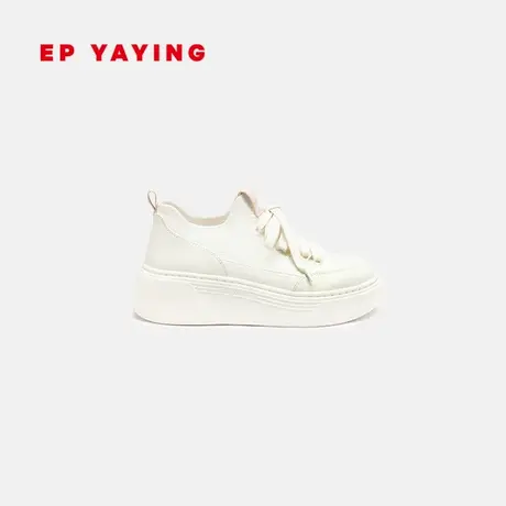 EP YAYING雅莹女鞋 飞织拼皮休闲厚底增高小白鞋 24春装新品XC03A商品大图
