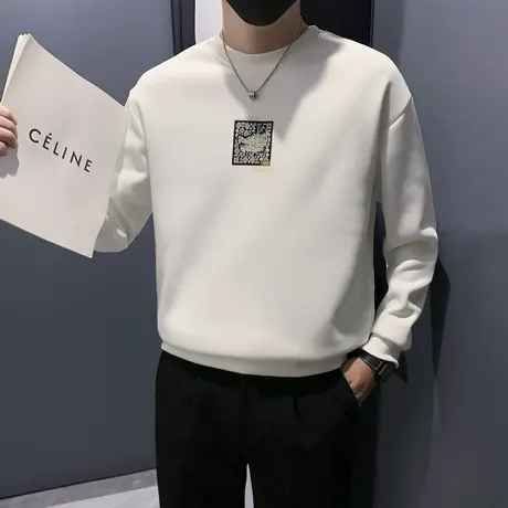 春季套头卫衣男ins潮流印花T恤长袖2024新款潮牌内搭重磅T恤外套商品大图