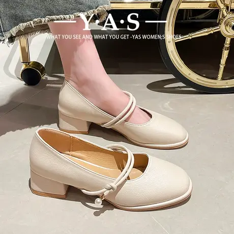 晚晚气质玛丽珍粗跟低跟鞋女2024新款旗袍搭配不累脚日常可穿单鞋商品大图