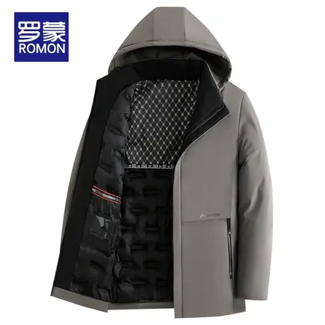罗蒙棉服男冬季加厚2023新款爸爸装中长款连帽可拆卸中年保暖男装图片