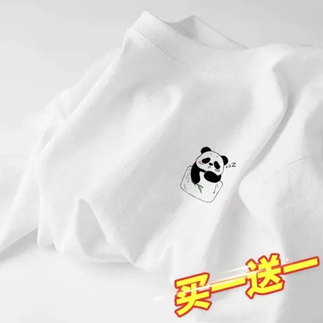 长袖t恤女2023春秋新款小众设计感秋装熊猫体恤纯棉宽松打底上衣商品大图