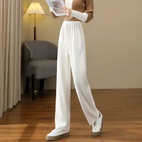 时尚气质温柔2023年秋季新款女装高腰收腰宽松百搭纯色通勤休闲裤商品大图