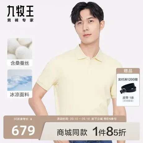 [商场同款]九牧王男装JT2C21507短袖T恤23春夏新款含桑蚕丝凉感EN图片