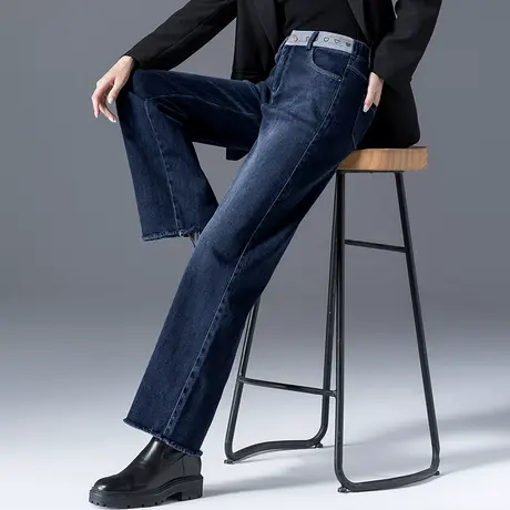 高腰阔腿牛仔裤女2023年新款秋冬女裤女士长裤妈妈裤子大码直筒裤商品大图