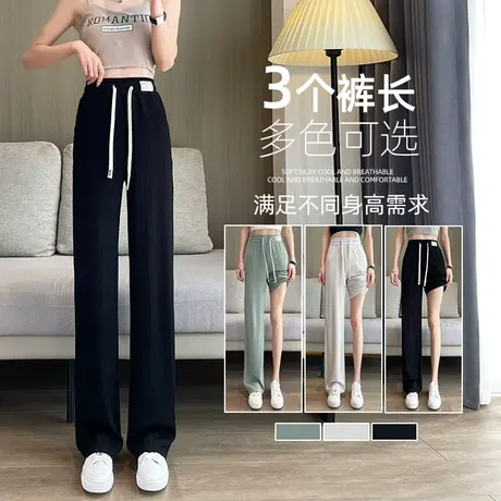 窄版阔腿裤女小个子秋季新爆款2023年新款垂感休闲宽松直筒拖地裤图片