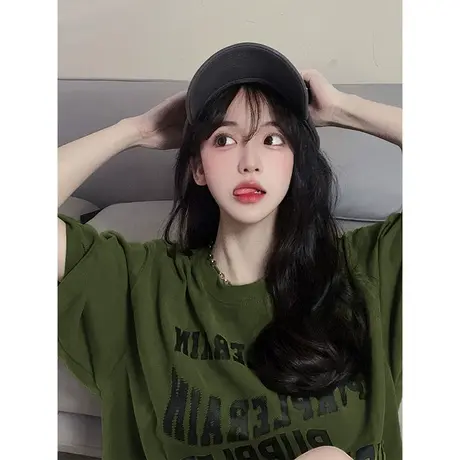 纯棉重磅美式设计感短袖t恤女2023新款夏季宽松chic港味半袖上衣图片