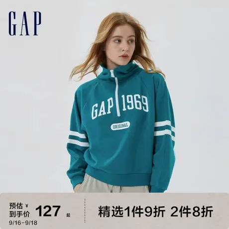 Gap女装秋季新款LOGO短款法式圈织软卫衣591011美式复古上衣图片