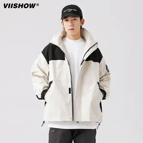 VIISHOW日系复古工装外套男春秋小众设计潮牌美式高街连帽冲锋夹商品大图