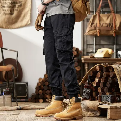 Modi Nick/摩帝尼克纯色男士宽松直筒工装裤潮流束脚工装裤运动裤商品大图