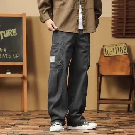 百搭大码秋冬季潮流男裤男士上档次裤子直筒工装时尚宽松休闲裤商品大图