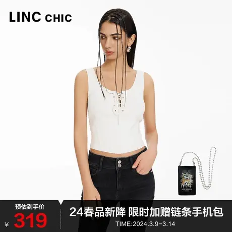 LINCCHIC金羽杰吊带上衣绑带设计感U领针织吊带背心女内搭SW120Y图片