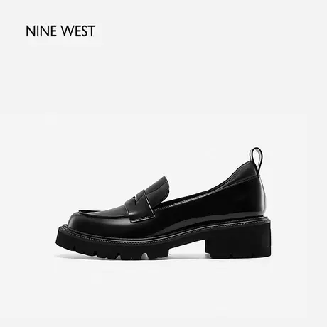 Nine West/玖熙厚底乐福鞋经典款小皮鞋春季新款学院风单鞋格雷系图片