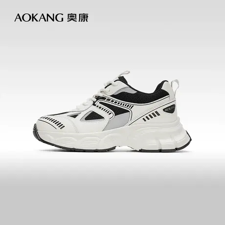 【门店发货】奥康女鞋 2024春季新款银色厚底显腿长老爹鞋百搭图片