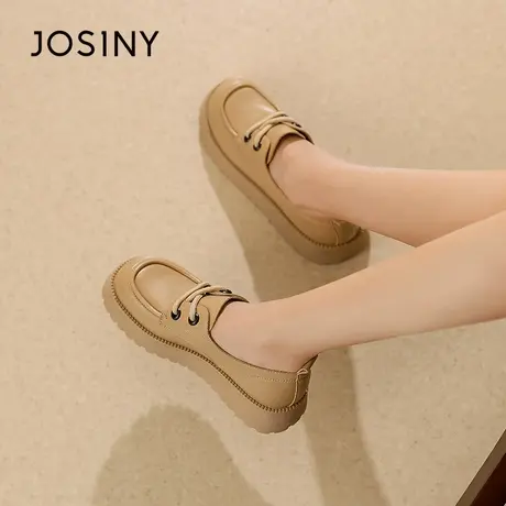 Josiny/卓诗尼乐福鞋2023秋季新款学院风粗带厚底增高百搭小皮鞋商品大图