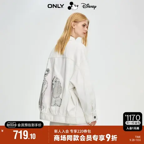 ONLY2023秋季新款迪士尼百搭精致刺绣翻领牛仔外套女|123354007图片