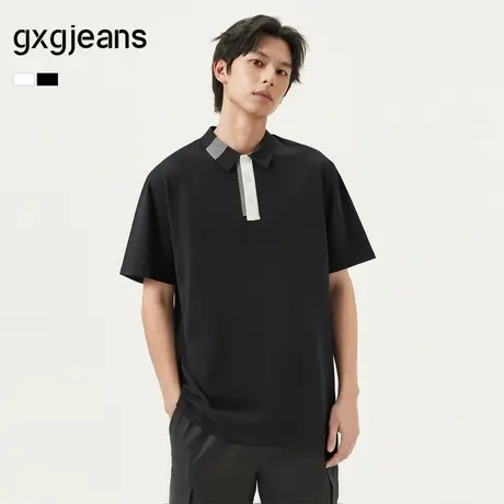 gxg.jeans男装  撞色设计休闲时尚宽松翻领短袖polo衫 25年夏新品图片