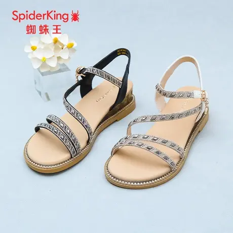 SPIDER KING/蜘蛛王女凉鞋真皮2025夏商场新款仙女风时尚水钻坡跟商品大图