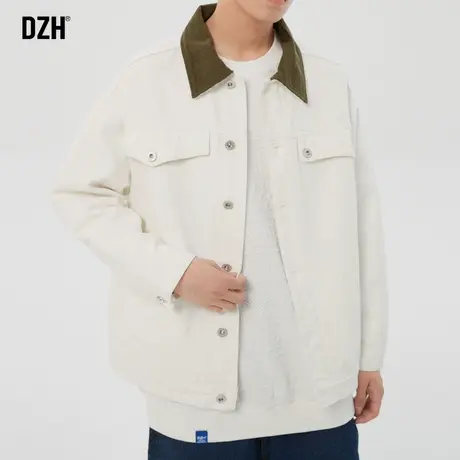 男生白色夹克外套男春秋季潮牌美式上衣工装翻领茄克男装2023新款商品大图