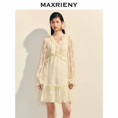[3件8折]MAXRIENY优雅度假风连衣裙宫廷感仙女风裙子高级气质感图片