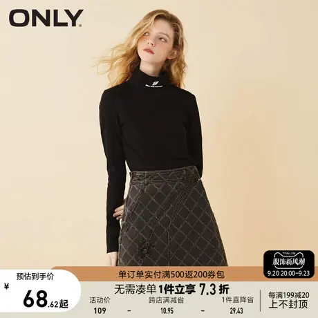 ONLY奥莱夏季设计感高领套头印花长袖打底衫T恤女商品大图