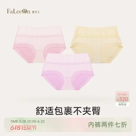 【两条装】贵夫人中低腰甜美蕾丝提臂舒适少女内裤棉质三角裤2122图片