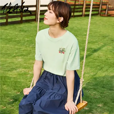 佐丹奴T恤女装印花纯棉圆领短袖T恤 99394176商品大图
