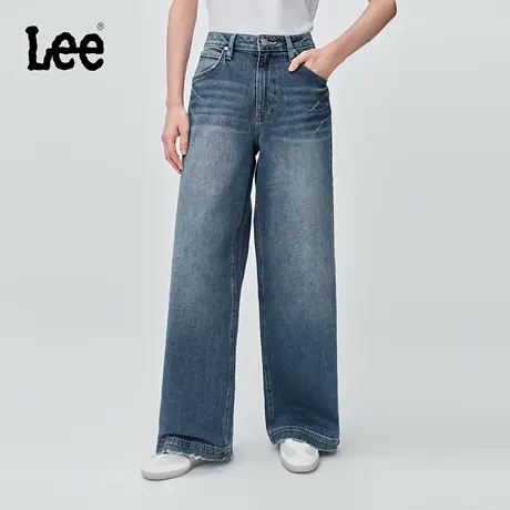【张凌赫代言】Lee商场同款25秋冬新品430舒适阔腿中蓝色女牛仔裤商品大图