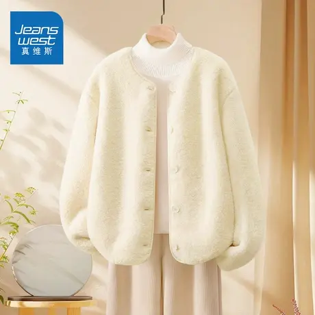 NOE真维斯摇粒绒加厚短款外套女2025新款秋季爆款青少年保暖上衣图片
