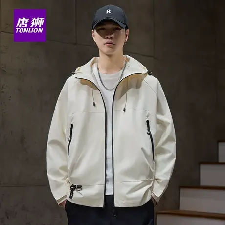 唐狮冲锋衣男款春秋美式潮牌连帽登山服户外防风工装夹克外套AX商品大图