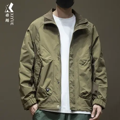 希越户外防风冲锋衣男大码宽松双面料拼接夹克外套男上衣2023秋季商品大图