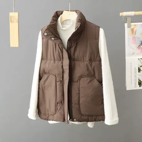 爆款羽绒棉马甲女秋冬坎肩韩版宽松外穿背心时尚大码棉服马夹外套图片