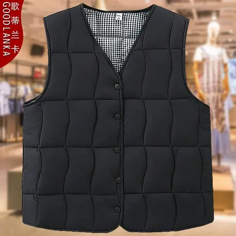 大码中老年妈妈冬季内搭棉坎肩背心宽松洋气百搭轻薄夹棉马甲外套商品大图