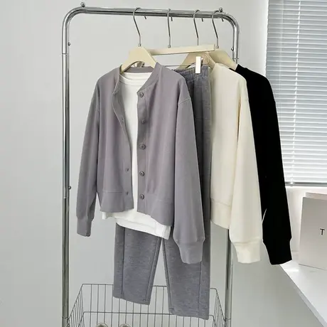 享永子【活力拉满】纽扣开衫女螺纹袖口慵懒风休闲卫衣女外套秋季商品大图