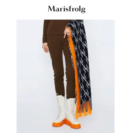 【休闲系列】玛丝菲尔休闲裤冬季新款咖啡色高腰羊毛束脚铅笔裤图片