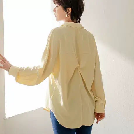 桔熊春秋通勤设计感后背扭结舒适宽松雪纺衬衫外套女大码AB16988商品大图